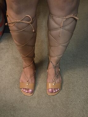 Michael Kors Tan Lace-Up Gladiator Knee-High Sandals